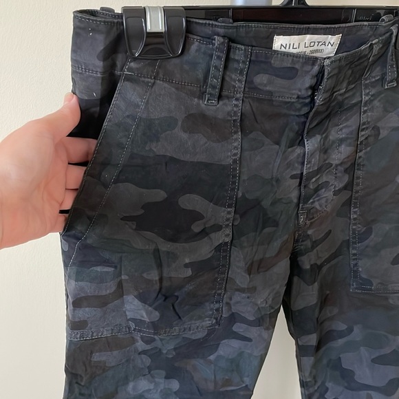Nili Lotan Charcoal Camo Ankle Cropped French Military Pants Womens, size US 0 - Picture 8 of 14